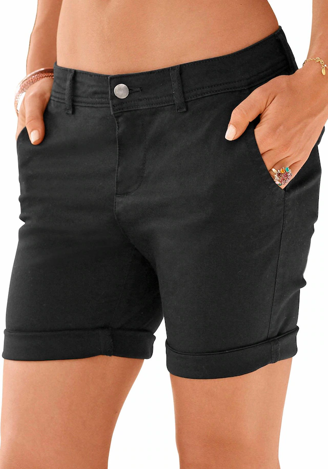 LASCANA Bermudas »aus elastischer Baumwolle« zum Krempeln, kurze Hose, Shorts, Sommerhose