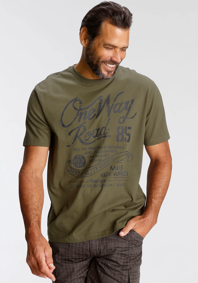 Man's World T-Shirt Kurzarm, Regular Fit, mit Print, Rundhals, im Used-Look