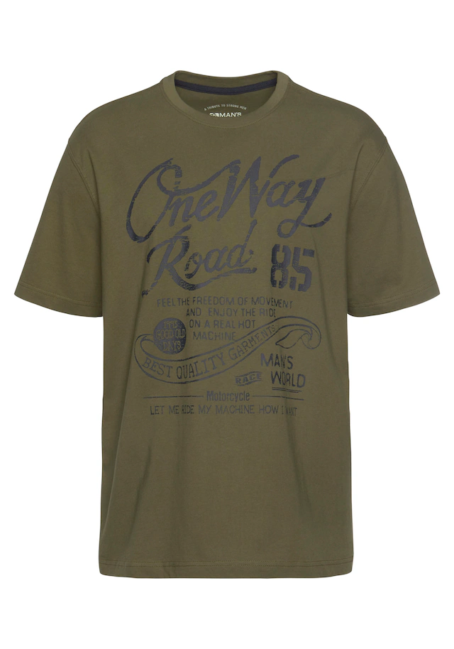 Man's World T-Shirt Kurzarm, Regular Fit, mit Print, Rundhals, im Used-Look