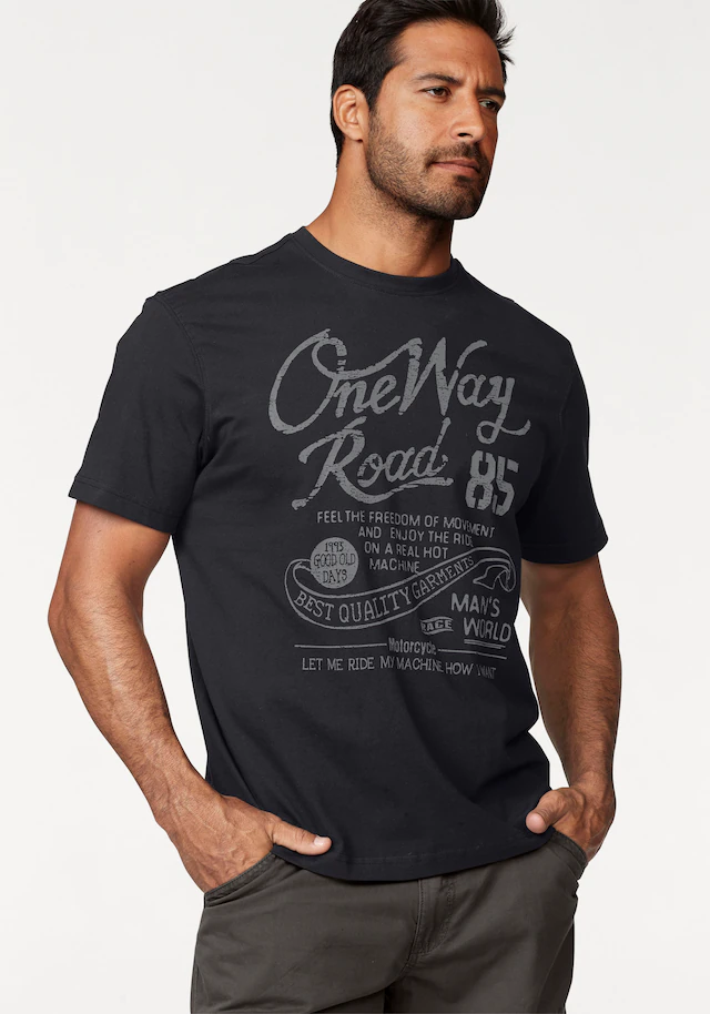 Man's World T-Shirt Kurzarm, Regular Fit, mit Print, Rundhals, im Used-Look