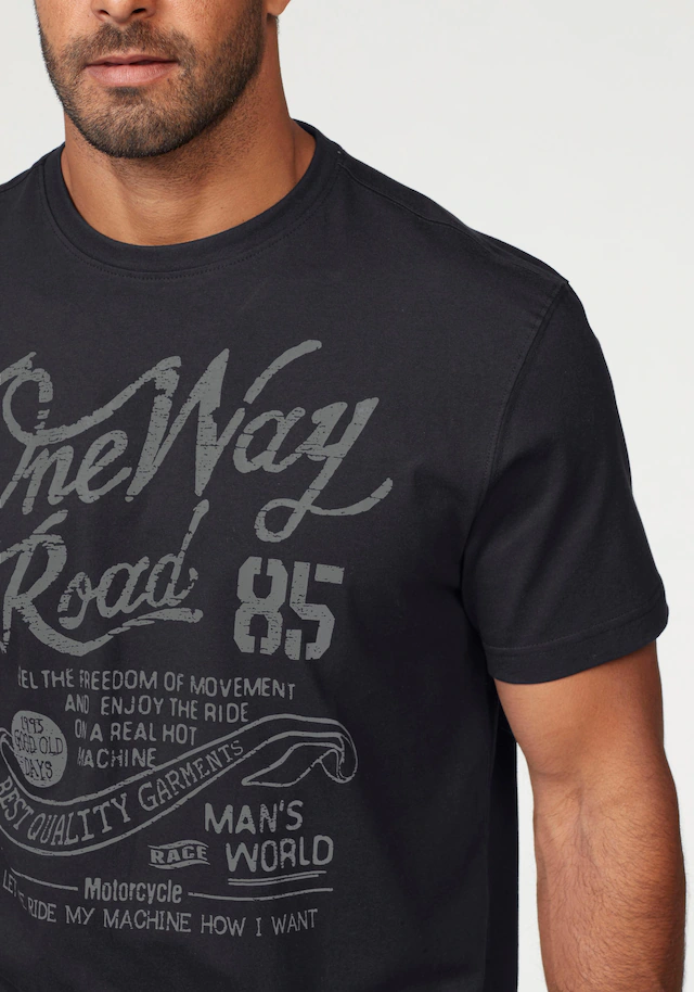 Man's World T-Shirt Kurzarm, Regular Fit, mit Print, Rundhals, im Used-Look