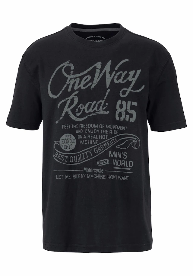 Man's World T-Shirt Kurzarm, Regular Fit, mit Print, Rundhals, im Used-Look