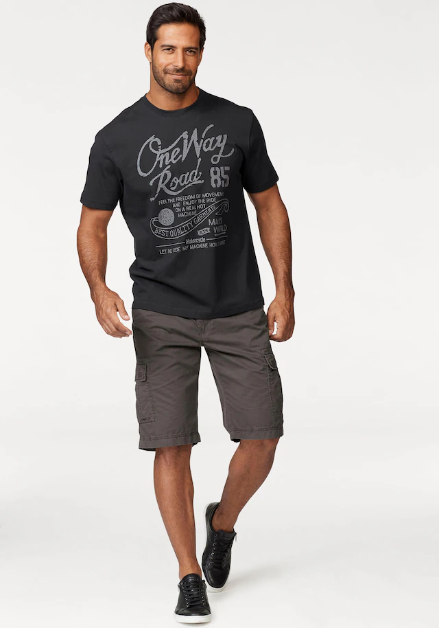 Man's World T-Shirt Kurzarm, Regular Fit, mit Print, Rundhals, im Used-Look