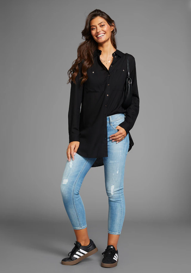 Boysen's Longbluse mit tiefen Seitenschlitzen