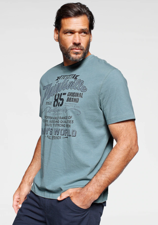Man's World T-Shirt Kurzarm, mit stylischem Print, Rundhalsausschnitt, aus Baumwolle