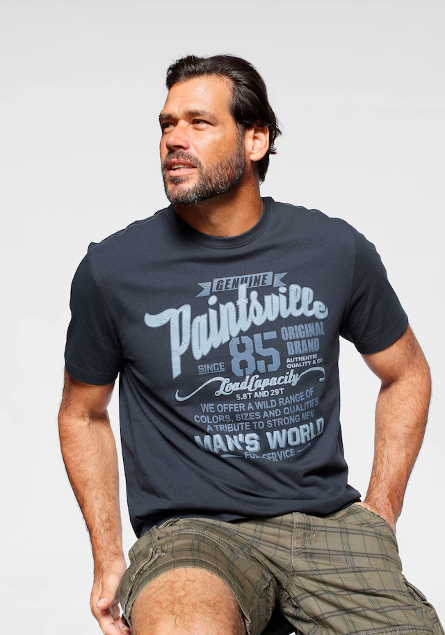 Man's World T-Shirt Kurzarm, mit stylischem Print, Rundhalsausschnitt, aus Baumwolle