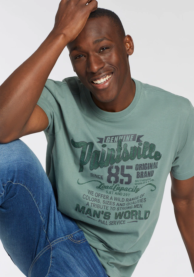 Man's World T-Shirt Kurzarm, mit stylischem Print, Rundhalsausschnitt, aus Baumwolle