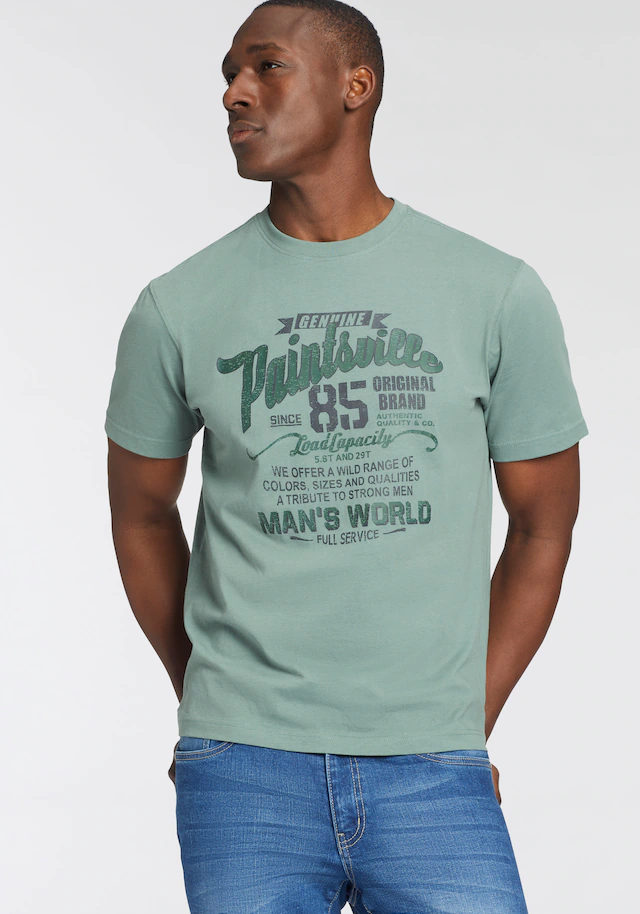 Man's World T-Shirt Kurzarm, mit stylischem Print, Rundhalsausschnitt, aus Baumwolle