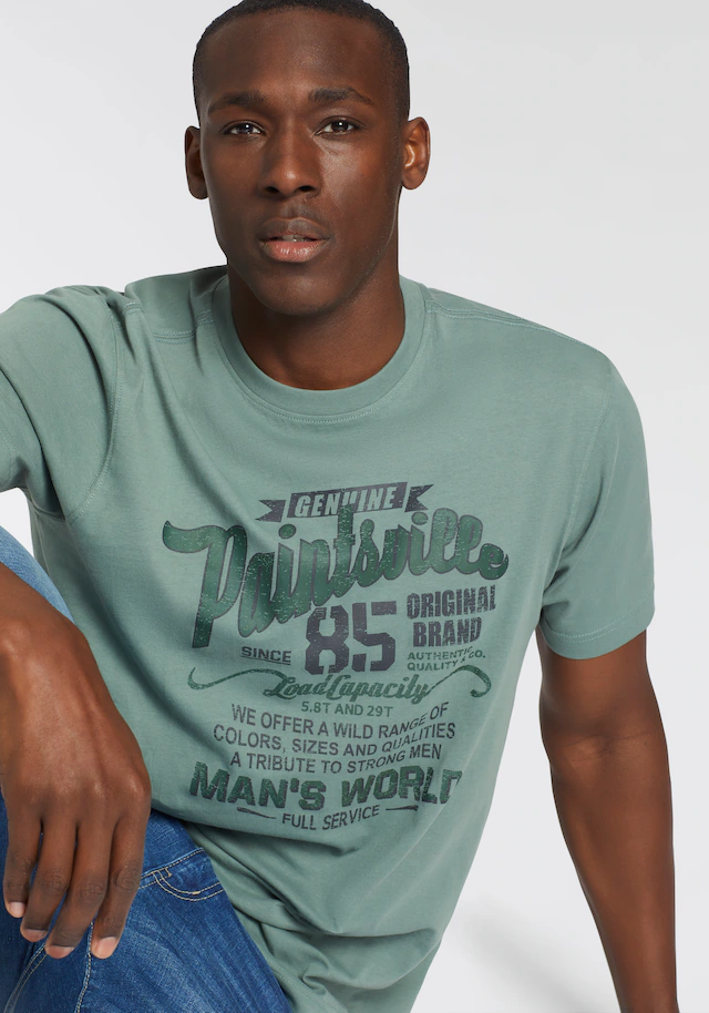 Man's World T-Shirt Kurzarm, mit stylischem Print, Rundhalsausschnitt, aus Baumwolle