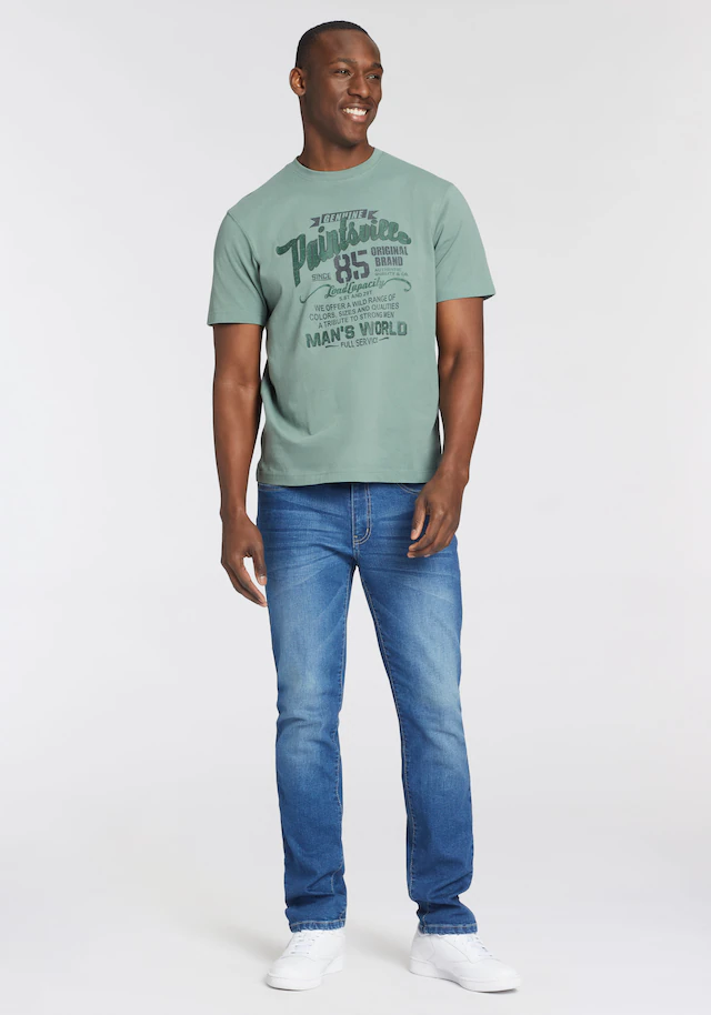 Man's World T-Shirt Kurzarm, mit stylischem Print, Rundhalsausschnitt, aus Baumwolle