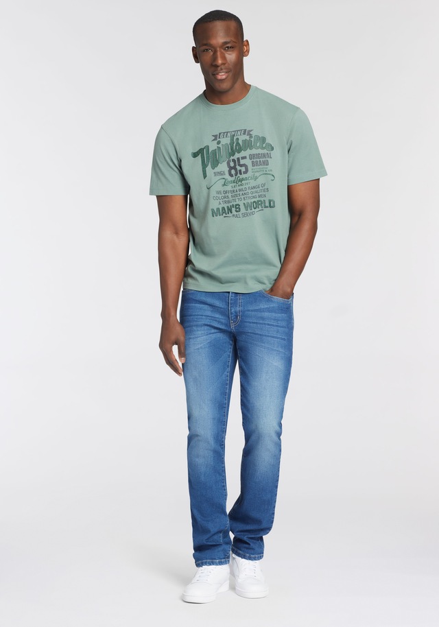 Man's World T-Shirt Kurzarm, mit stylischem Print, Rundhalsausschnitt, aus Baumwolle