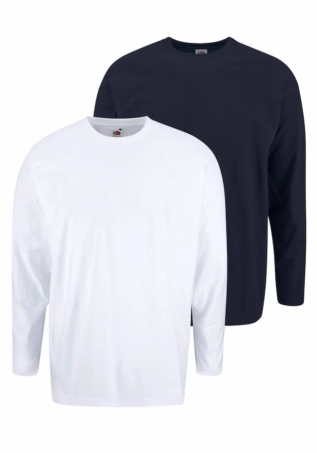Fruit of the Loom Langarmshirt Packung, 2 Stk. aus reiner Baumwolle, 2-er Pack