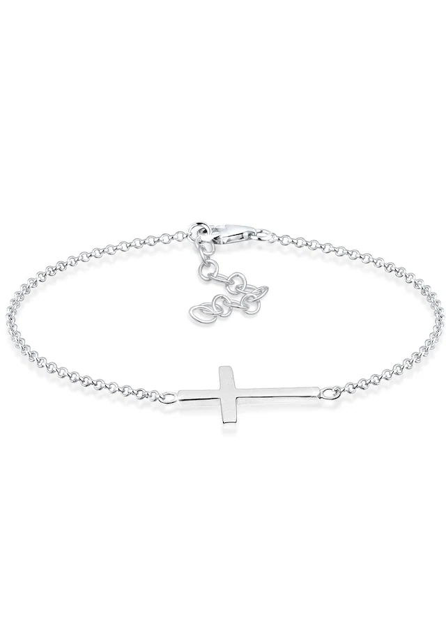 Elli Armkette »Armband Kreuz Horizontal Schlicht 925 Silber«