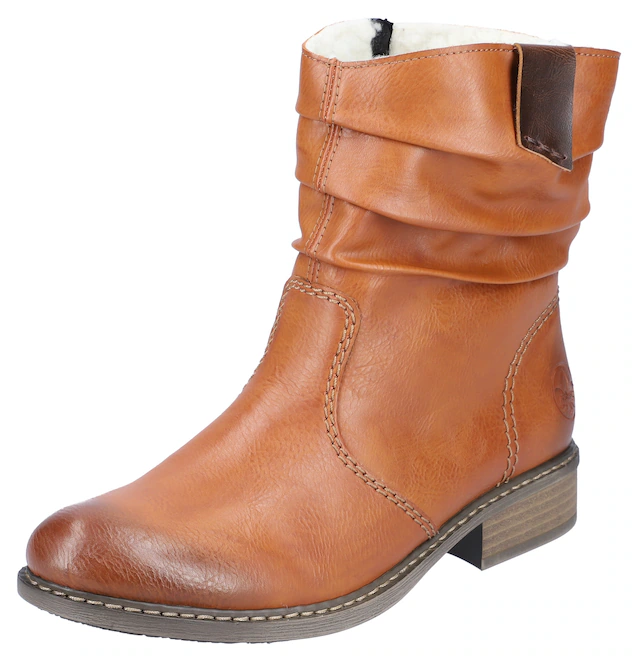 Rieker Winterboots , Winterstiefelette, Blockabsatz, Warmfutter, geraffter slouchy Schaft