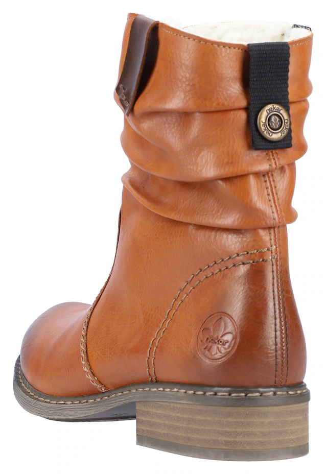 Rieker Winterboots , Winterstiefelette, Blockabsatz, Warmfutter, geraffter slouchy Schaft
