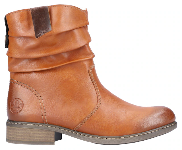 Rieker Winterboots , Winterstiefelette, Blockabsatz, Warmfutter, geraffter slouchy Schaft