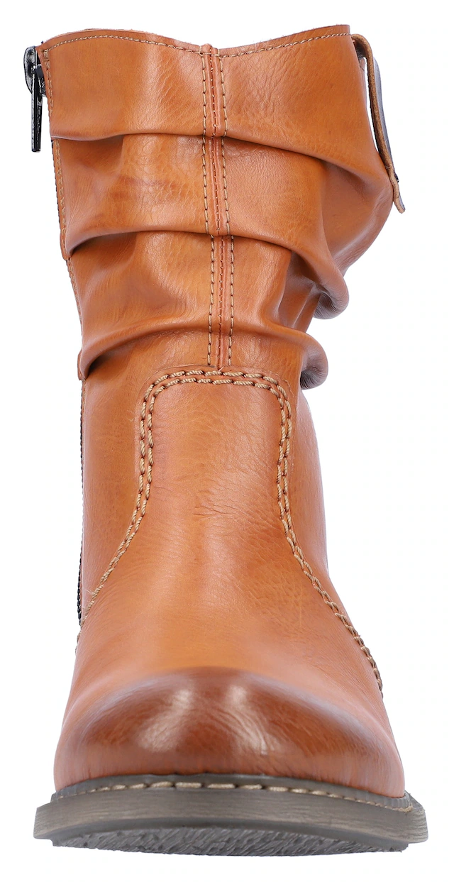 Rieker Winterboots , Winterstiefelette, Blockabsatz, Warmfutter, geraffter slouchy Schaft