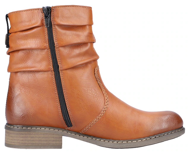 Rieker Winterboots , Winterstiefelette, Blockabsatz, Warmfutter, geraffter slouchy Schaft
