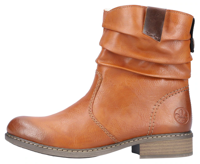 Rieker Winterboots , Winterstiefelette, Blockabsatz, Warmfutter, geraffter slouchy Schaft