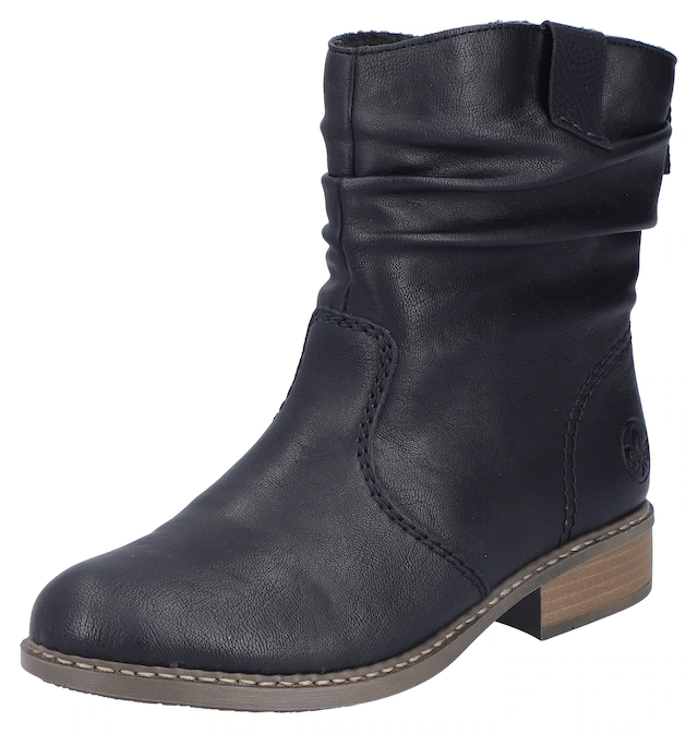 Rieker Winterboots , Winterstiefelette, Blockabsatz, Warmfutter, geraffter slouchy Schaft
