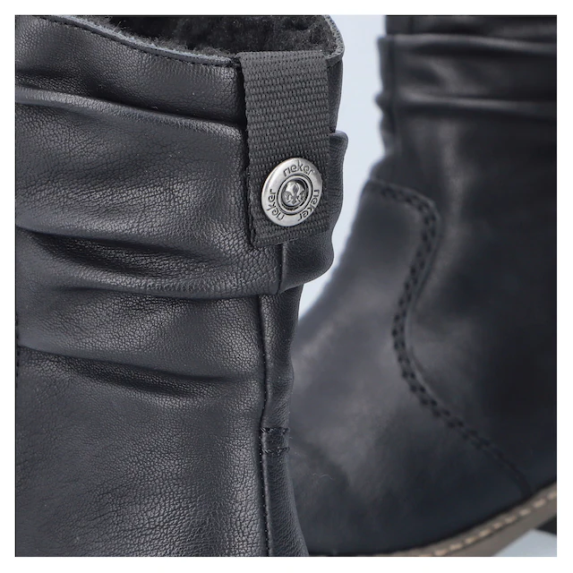 Rieker Winterboots , Winterstiefelette, Blockabsatz, Warmfutter, geraffter slouchy Schaft