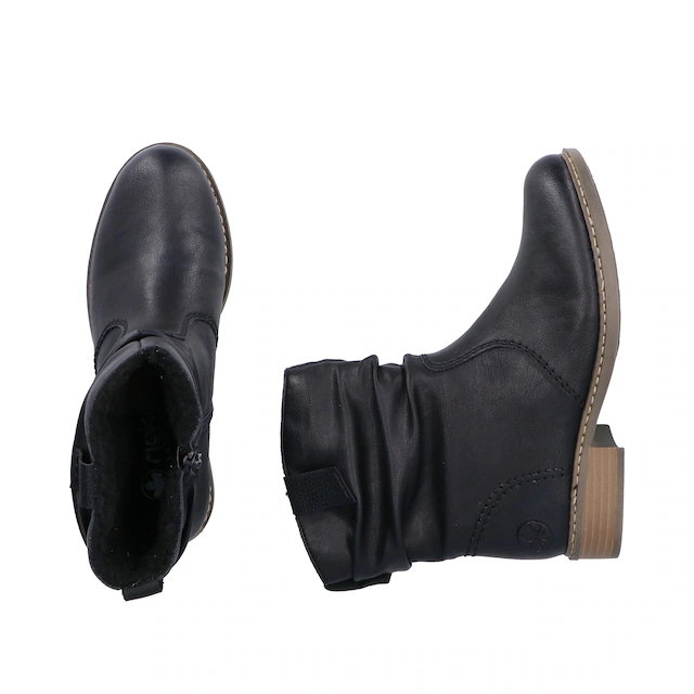 Rieker Winterboots , Winterstiefelette, Blockabsatz, Warmfutter, geraffter slouchy Schaft