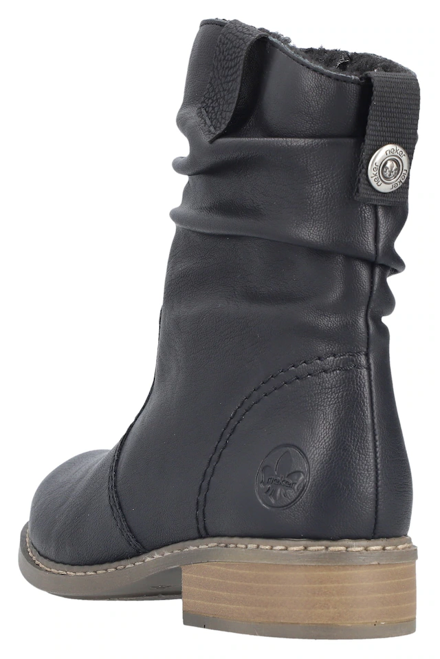 Rieker Winterboots , Winterstiefelette, Blockabsatz, Warmfutter, geraffter slouchy Schaft