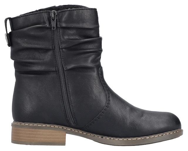 Rieker Winterboots , Winterstiefelette, Blockabsatz, Warmfutter, geraffter slouchy Schaft