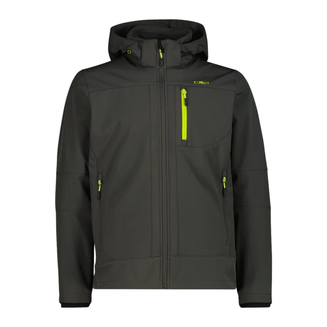 CMP Softshelljacke mit Kapuze mit hochschließendem Kragen, 3-lagig, wasserabweisend, winddicht