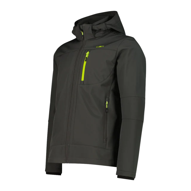 CMP Softshelljacke mit Kapuze mit hochschließendem Kragen, 3-lagig, wasserabweisend, winddicht