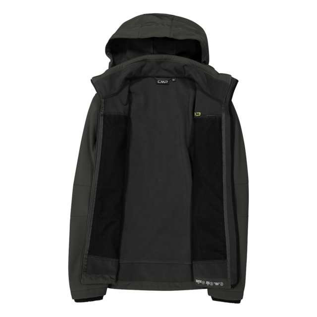 CMP Softshelljacke mit Kapuze mit hochschließendem Kragen, 3-lagig, wasserabweisend, winddicht