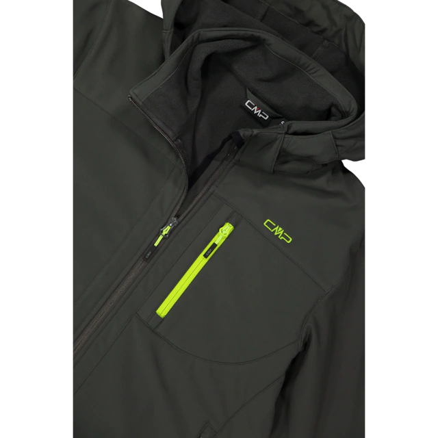 CMP Softshelljacke mit Kapuze mit hochschließendem Kragen, 3-lagig, wasserabweisend, winddicht