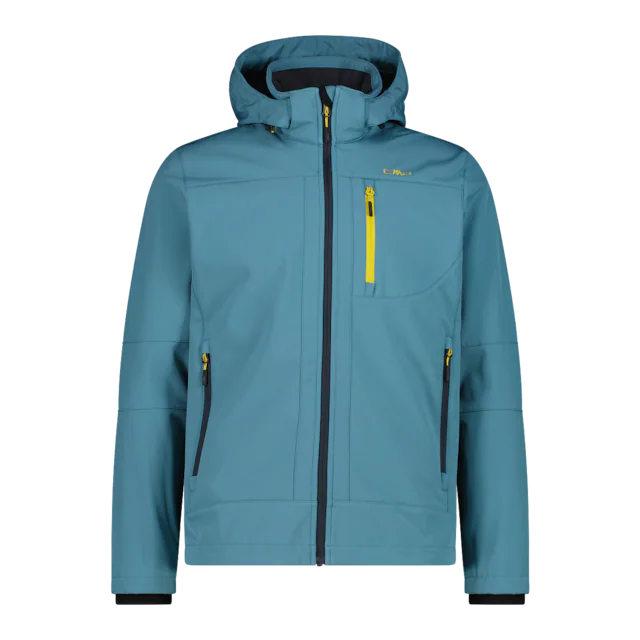 CMP Softshelljacke mit Kapuze mit hochschließendem Kragen, 3-lagig, wasserabweisend, winddicht