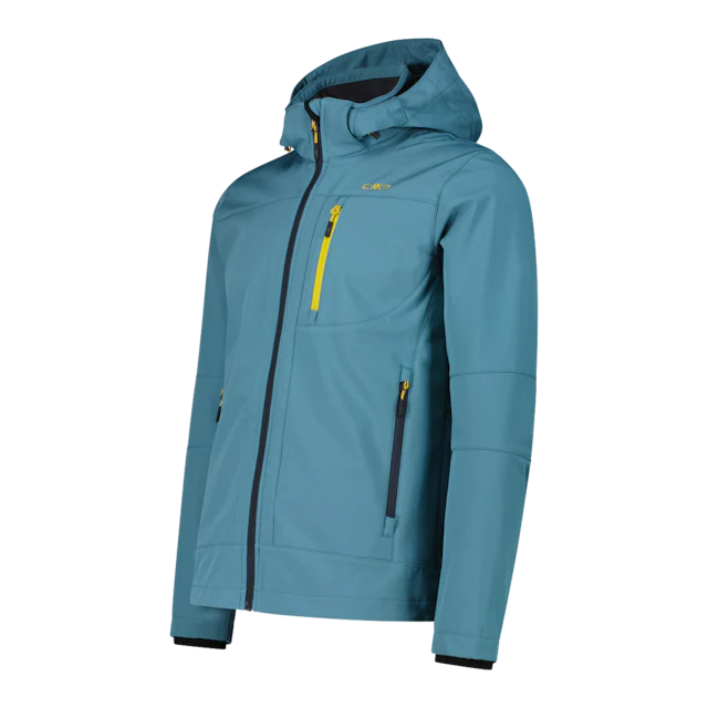 CMP Softshelljacke mit Kapuze mit hochschließendem Kragen, 3-lagig, wasserabweisend, winddicht