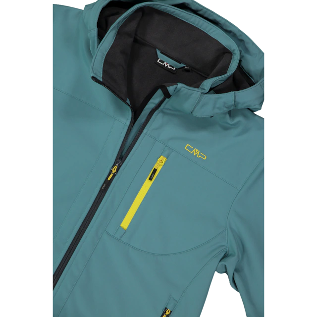 CMP Softshelljacke mit Kapuze mit hochschließendem Kragen, 3-lagig, wasserabweisend, winddicht