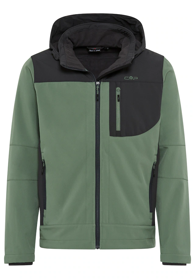 CMP Softshelljacke mit Kapuze mit hochschließendem Kragen, 3-lagig, wasserabweisend, winddicht