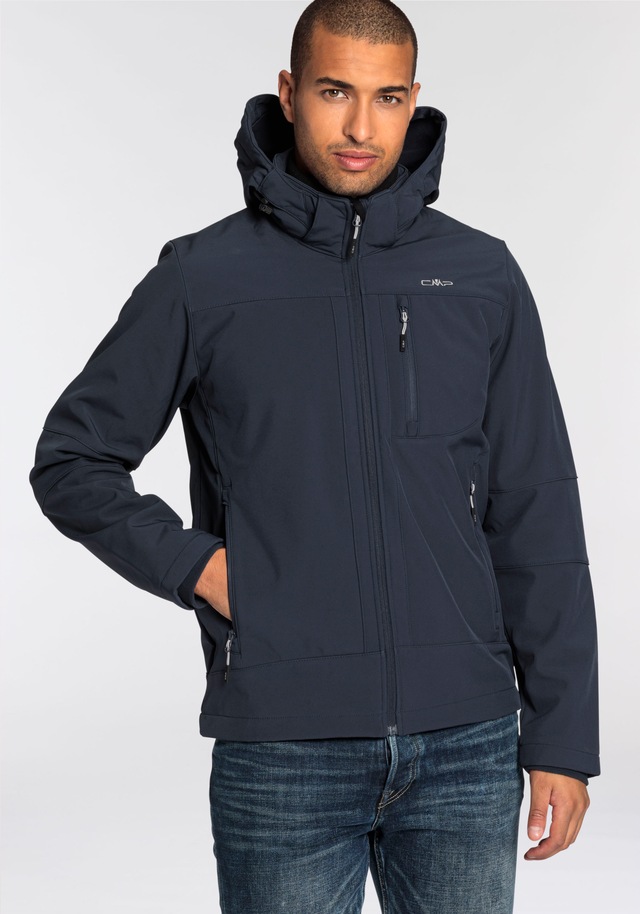 CMP Softshelljacke mit Kapuze mit hochschließendem Kragen, 3-lagig, wasserabweisend, winddicht