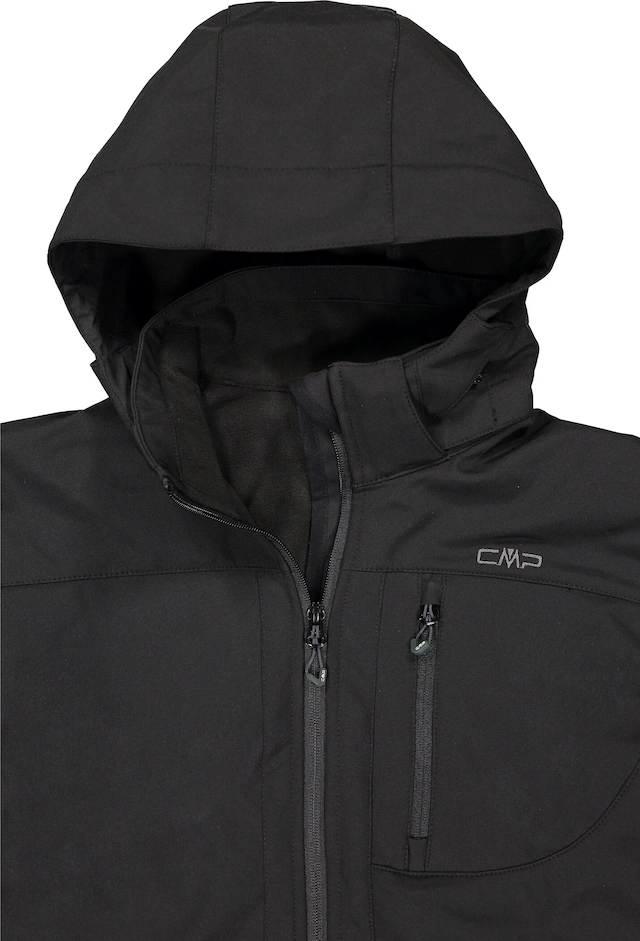 CMP Softshelljacke mit Kapuze mit hochschließendem Kragen, 3-lagig, wasserabweisend, winddicht
