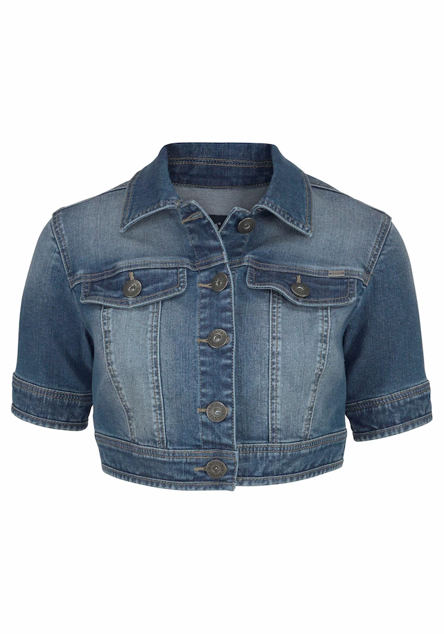 Arizona Jeansjacke aus Baumwollmischung, figurbetont, extrakurz, in Stretch-Qualität