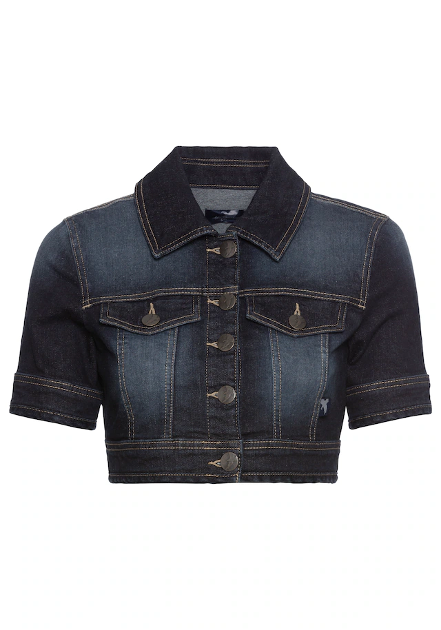 Arizona Jeansjacke aus Baumwollmischung, figurbetont, extrakurz, in Stretch-Qualität
