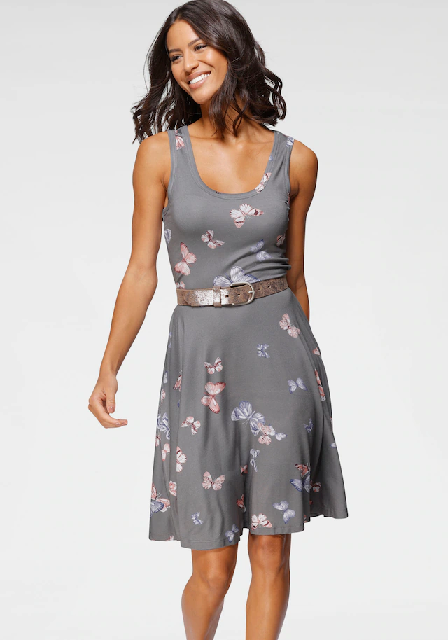 Laura Scott Sommerkleid figurbetonte Passform, femininer Stil, aus Viskosemischung