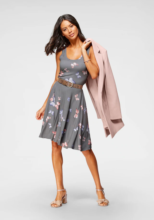 Laura Scott Sommerkleid figurbetonte Passform, femininer Stil, aus Viskosemischung