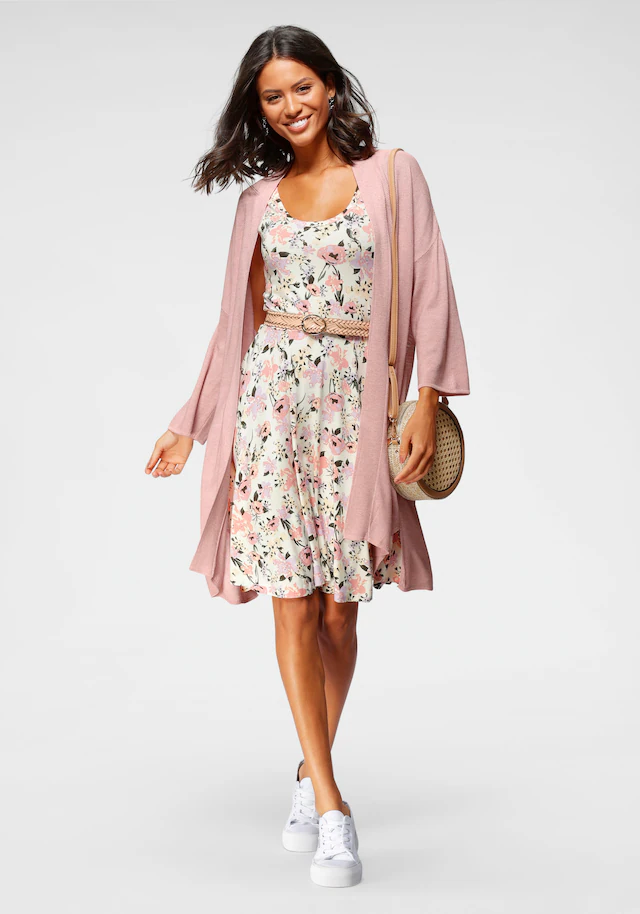 Laura Scott Sommerkleid figurbetonte Passform, femininer Stil, aus Viskosemischung