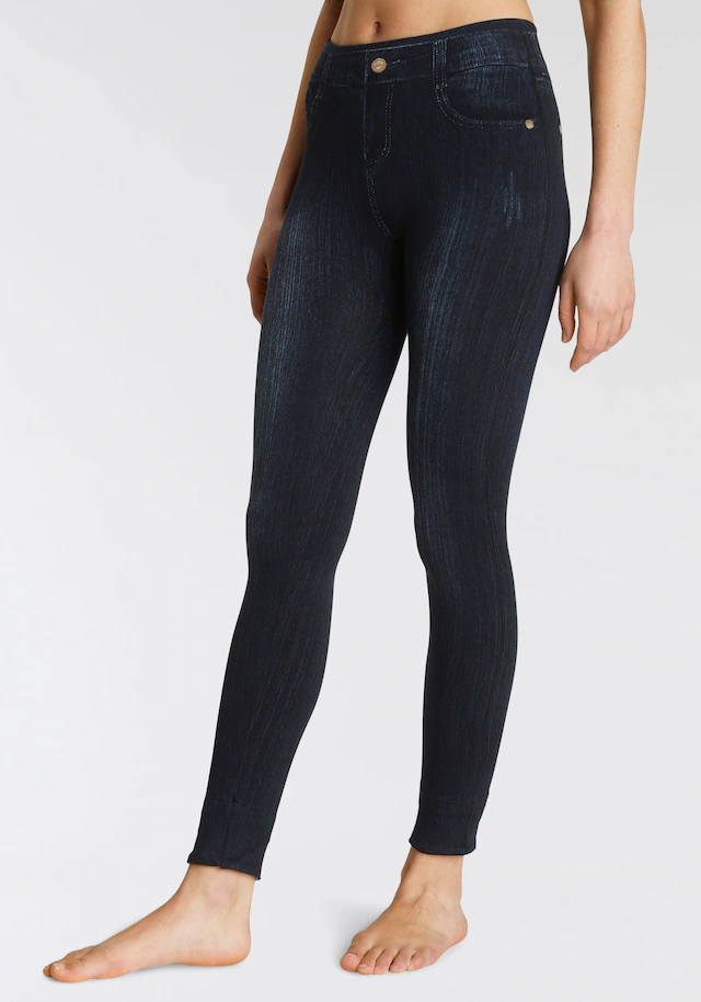 Buffalo Jeansleggings in Denim-Look mit bunten Umschlagbündchen, Jeggings