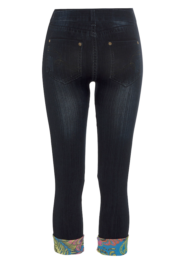 Buffalo Jeansleggings in Denim-Look mit bunten Umschlagbündchen, Jeggings