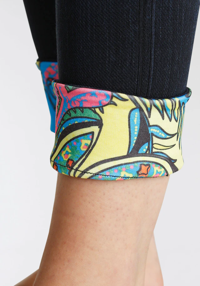 Buffalo Jeansleggings in Denim-Look mit bunten Umschlagbündchen, Jeggings