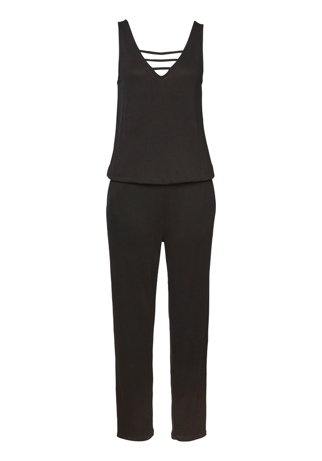 s.Oliver Overall mit verziertem Ausschnitt, elastischer Jumpsuit mit Taschen