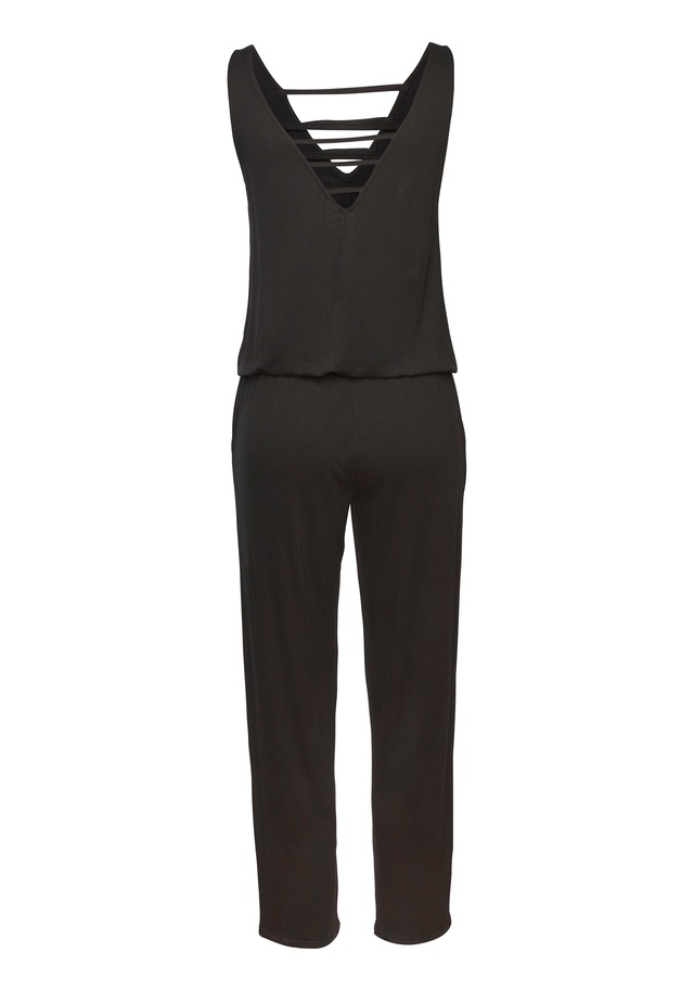 s.Oliver Overall mit verziertem Ausschnitt, elastischer Jumpsuit mit Taschen