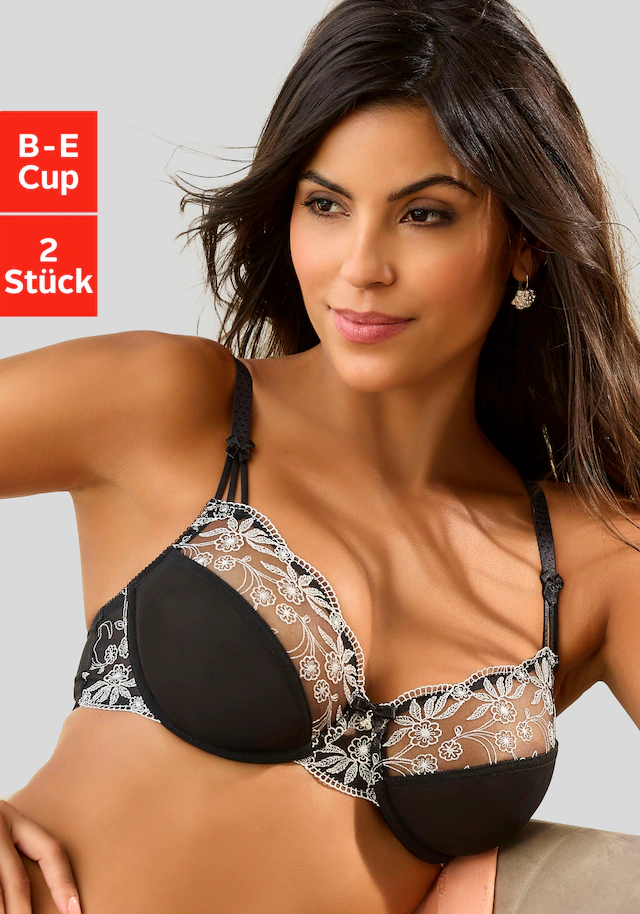 Nuance by Lascana Bügel-BH Packung, mit Stickereispitze, als Dessous-Set kombinierbar, große Größen
