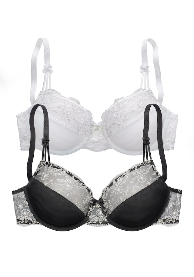 Nuance by Lascana Bügel-BH Packung, mit Stickereispitze, als Dessous-Set kombinierbar, große Größen